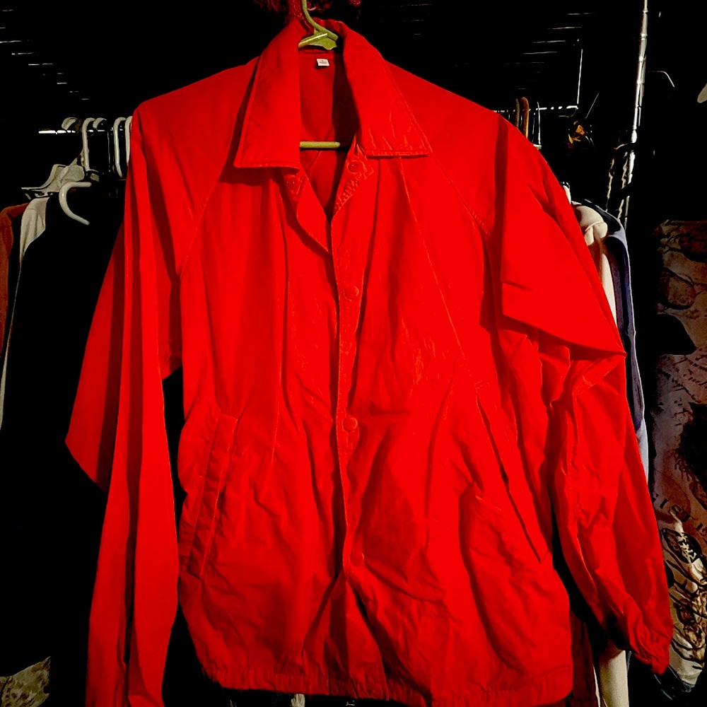 Windbreaker UNI QLO bright red simple nylon jacket size small
